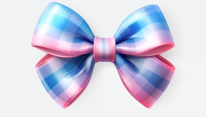 set of bows blue pink check pattern