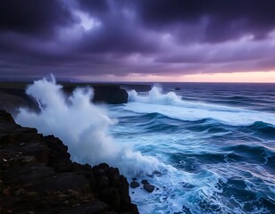 Obraz premium Authentic coastal moments capturing ocean waves and dramatic landscapes