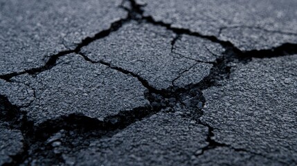 Obraz premium Close-up cracked asphalt road surface