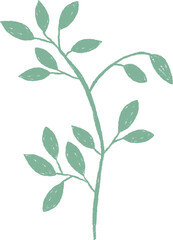 Hand Drawn Crayon Leaves Branch