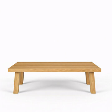 Light bronw Wooden table isolated on a white background. 3d rendering front view