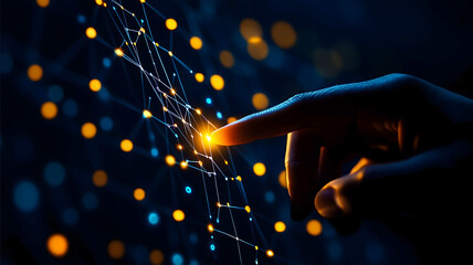 A digital map of marketing networks data points glowing team reviewing strategy