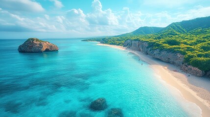 Obraz premium Tropical beach coastline aerial view