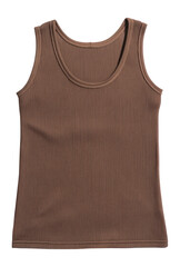 PNG Mocha brown tank top with a square neckline clothing ribbed undershirt.