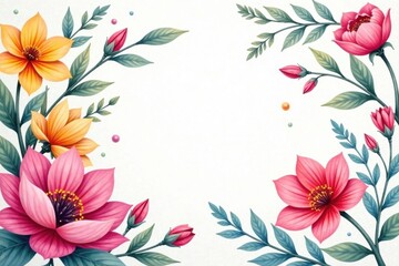 Colorful watercolor floral arrangement , patterns, blooming flowers, watercolors