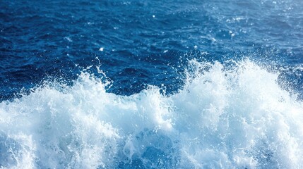 Ocean waves, splashing, blue water, sea, powerful, nature, background, stock photo, use
