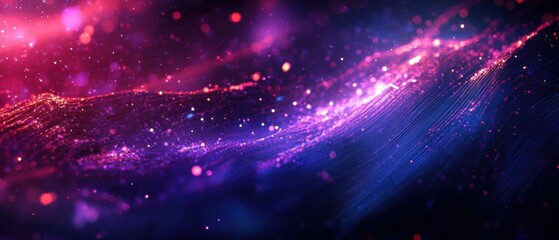 Fototapeta premium Abstract pink and blue digital wave with glowing particles Futuristic data flow, dynamic energy field, or sound wave visualization Concept of technology, innovation, and digital art