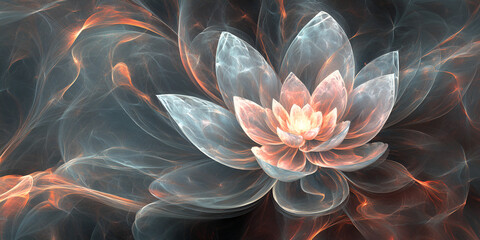 Dreamlike Lotus with a Glowing Flower Emerging from Water