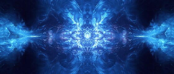 Fototapeta premium Abstract blue energy field, fractal flame background, vibrant and dynamic digital art Perfect for science fiction, fantasy, or technology projects