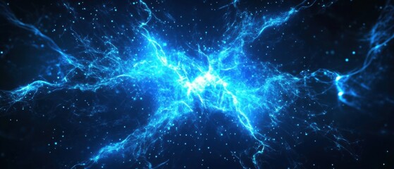 Abstract blue energy plasma field with glowing particles and dynamic waves Futuristic digital art concept of science, technology, and innovation