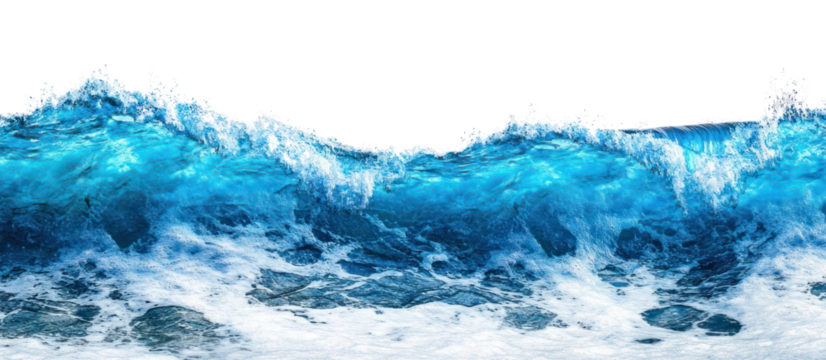 PNG Higher blue wave border scenery nature splash.