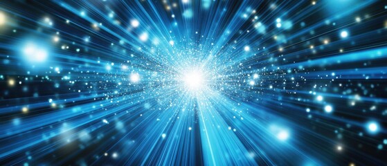 Fototapeta premium Abstract blue light speed motion background with glowing particles and streaks Futuristic technology, energy, and innovation concept Perfect for digital art, scifi, and modern design projects