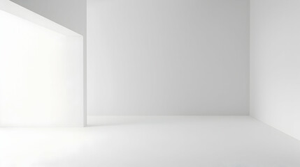 Fototapeta premium Minimalist interior space with bright white walls and soft lighting, ideal for creative projects