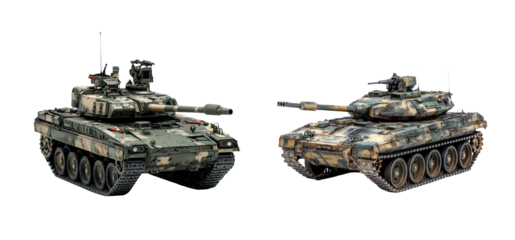 Military Tanks on Transparent Background