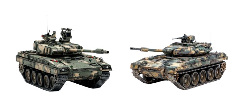 Military Tanks on Transparent Background