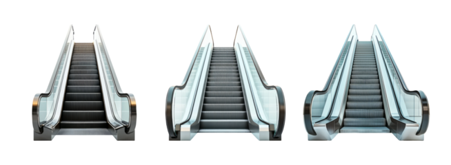 Modern Escalators on Transparent Background