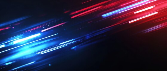 Obraz premium Abstract streaks of vibrant red and blue light against a dark background Dynamic light trails, futuristic energy beams, or fastmoving particles Perfect for technology, speed, and innovation concepts