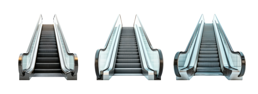 Modern Escalators on Transparent Background