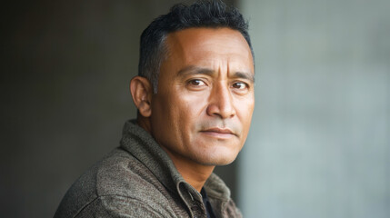 Contemplative Middle-Aged Man portrait with Thoughtful expression