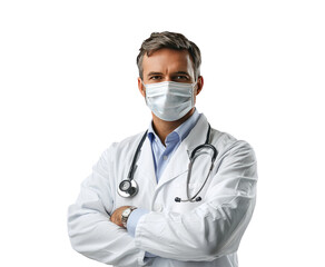 Fototapeta premium Healthcare Professional in Medical Coat with Mask