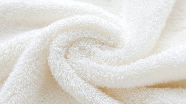 Soft white towel texture, close-up, fabric detail, home spa