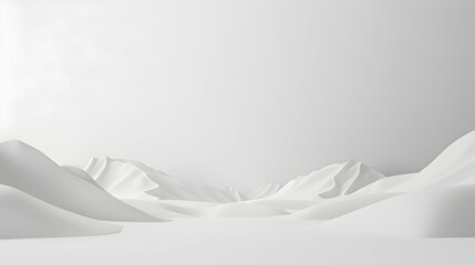 Serene white landscape with soft undulating hills and a tranquil sky, ideal for minimalist design