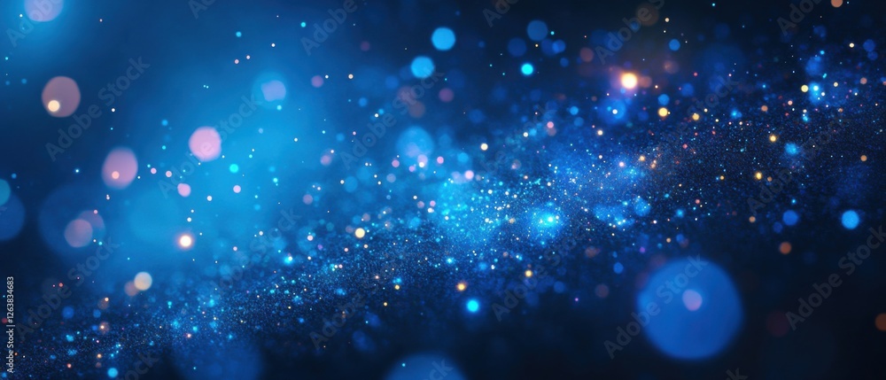 Poster abstract blue glitter background with bokeh effect sparkling glittering lights festive backdrop for 