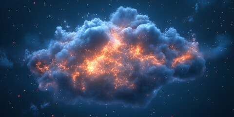 Obraz premium Cloud Network Glowing with Interconnected Data