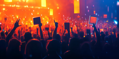 Energetic Crowd with Glowing Fan Gear