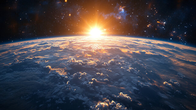 A meteor in the atmosphere of the earth, view from the space.