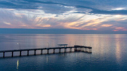 Fairhope, Alabama pier at sunset in January