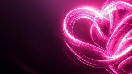 Obraz premium Neon pink background with a rose fractal pattern, glowing softly in the shape of a heart, digital art