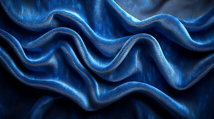 Obraz premium Blue silk fabric waves, draped texture, elegant background, design
