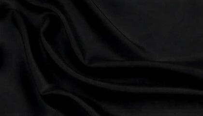 Obraz premium Creating elegance black silk fabric fashion show textile showcase studio close-up gentle folds