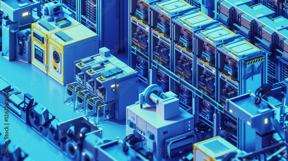 Aufkleber a close-up view of high-tech server racks and advanced machinery in a modern industrial facility. sh