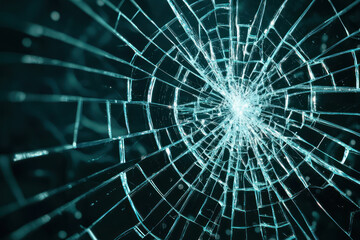 Fototapeta premium A Digital network with fractured glass effect representing data privacy concerns big data, creating sense of vulnerability and