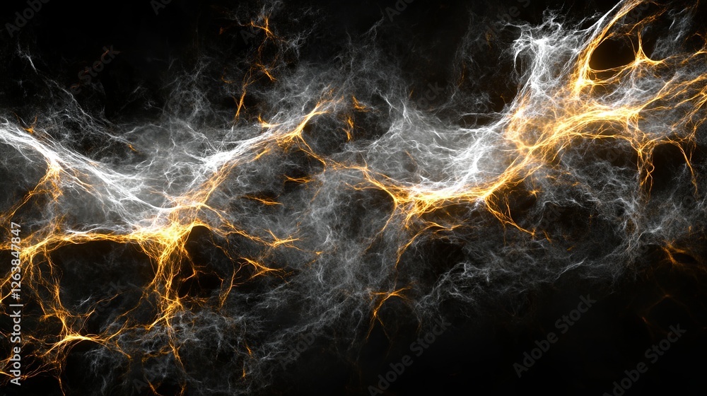 Poster abstract depiction of energy forming intricate patterns in dark background