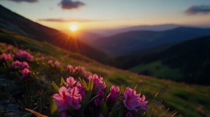 Fototapeta premium Carpathian sunset floral display