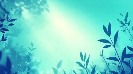 Serene teal foliage glows softly bathed in ethereal sunlight. AI Generated