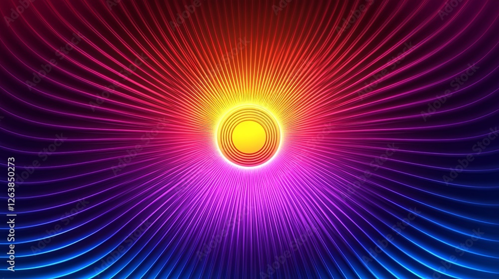 Poster bright circular pattern radiating vivid colors from the center in a mesmerizing display of light and