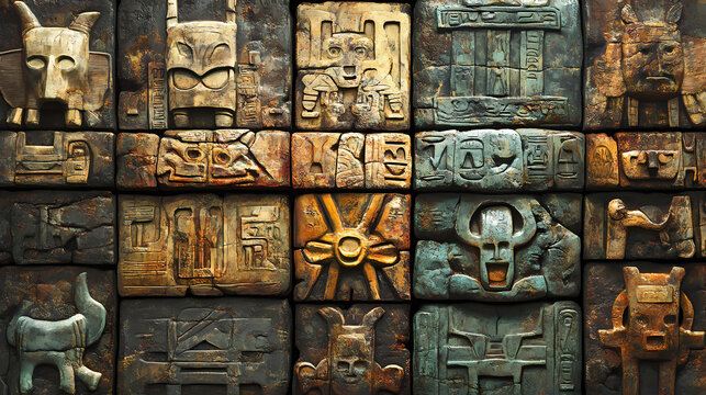 ancient hieroglyphs carved temple walls