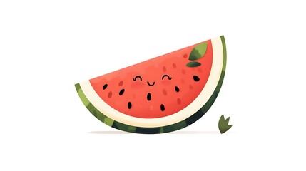 Adorable Cartoon Watermelon Slice: A Summertime Digital Illustration AI Generated