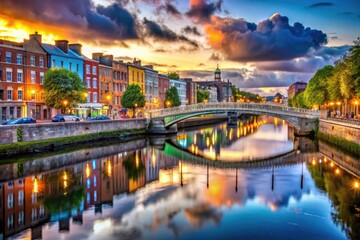 Capture Dublin's beauty: Liffey river photography showcasing iconic bridges and breathtaking cityscapes.