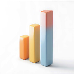3d render of a simple bar chart icon floating white blank background modern minimalistic icon graphic