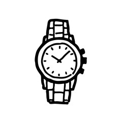 紳士用の時計のかわいい線画イラスト