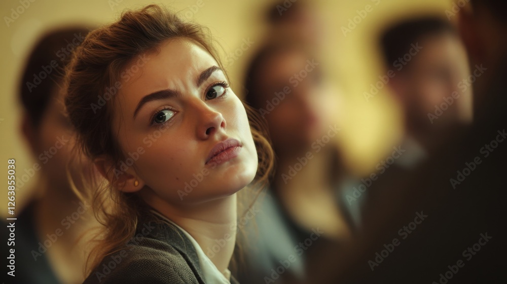 Poster a closeup shot of a panelist midsentence with an intense expression as they make a compelling argume