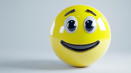 Fototapeta premium Bright Yellow Smiley Face 3D Render with Glossy Finish and Expression