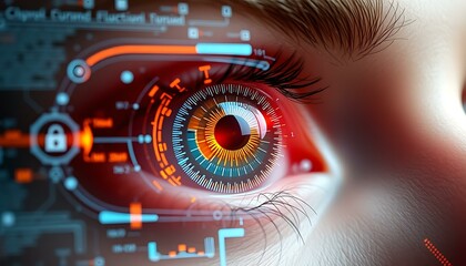 Fototapeta premium Futuristic Eye Scan: Biometric Authentication & Digital Interface