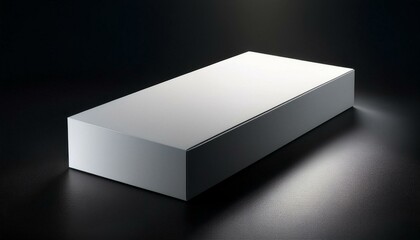 Fototapeta premium Realistic blank white product package box mockup, black background 
