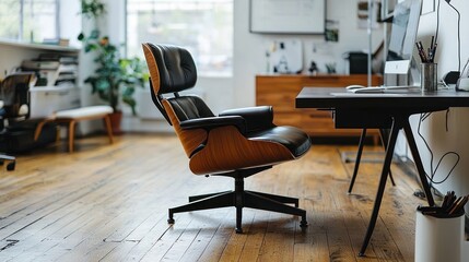 Modern Leather Chair in a Stylish Office Space